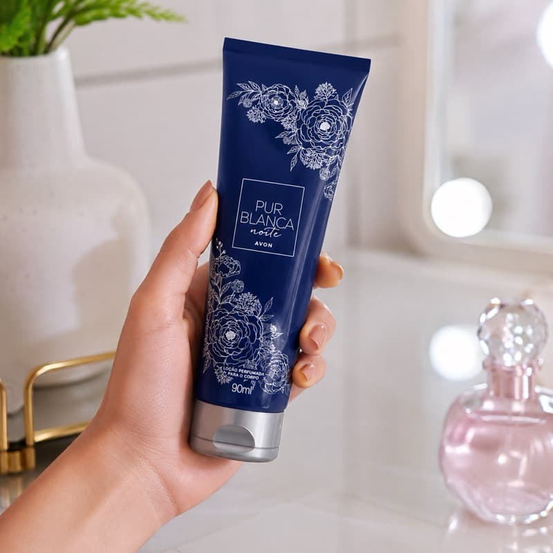 LOÇÃO CORPORAL PERFUMADA PUR BLANCA NOITE 90ML HIDRATANTE FEMININO FRAGRÂNCIA DELICADA E SOFISTICADA | PRESENTE FEMININO