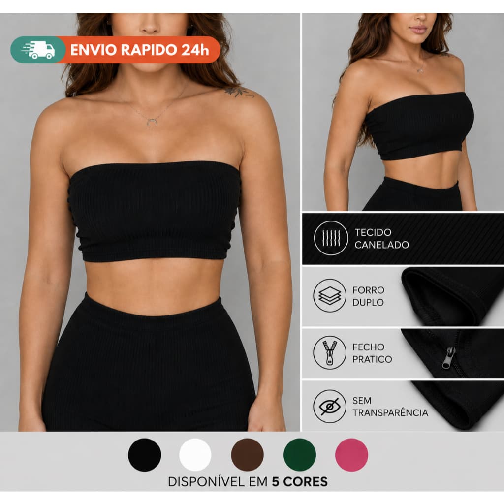 KIT COM 2 TOP TOMARA QUE CAIA CROPPED FAIXA - ENVIO IMEDIATO