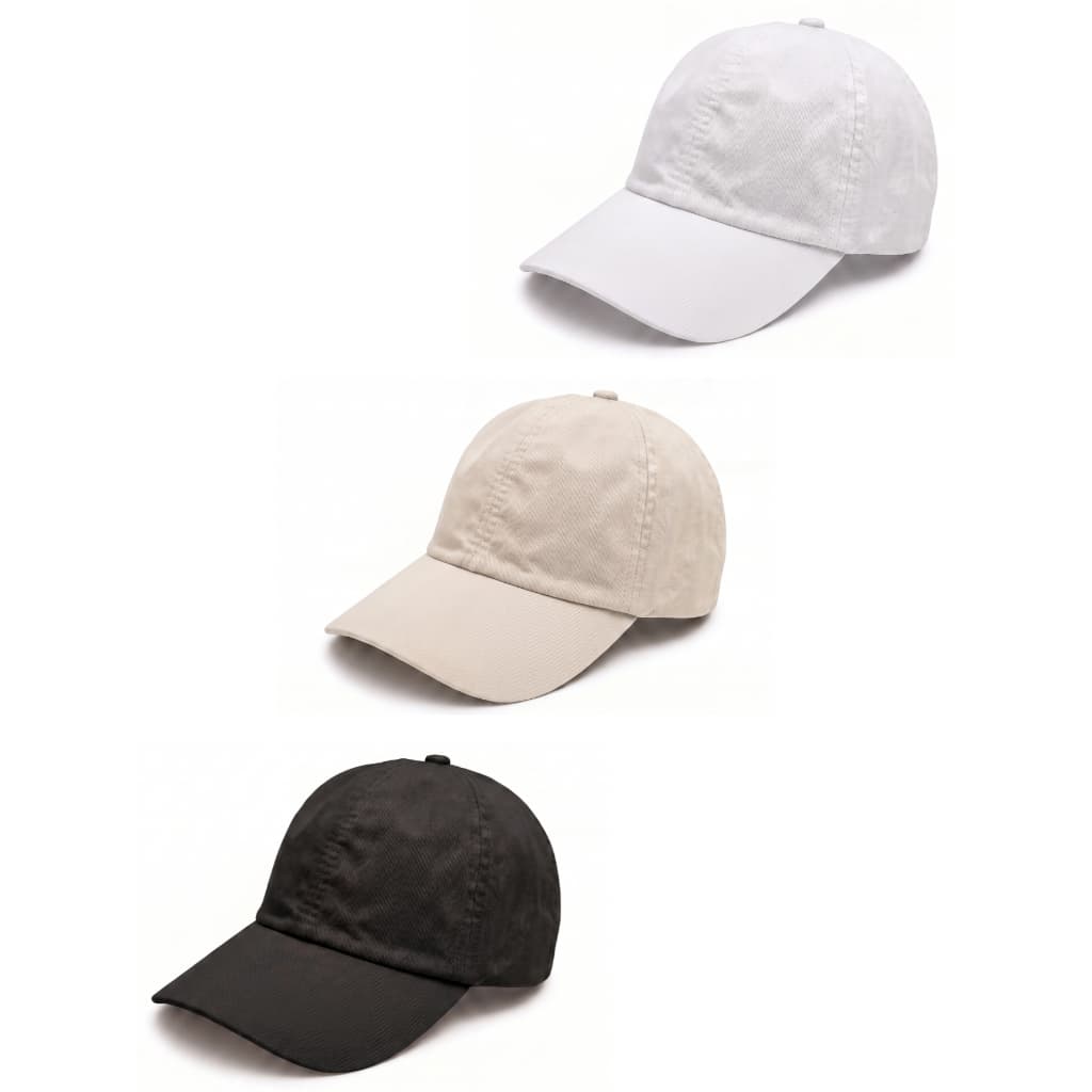 Kit 3 Bonés Lavado Liso Básico Adulto Aba Curva Masculino e Feminino