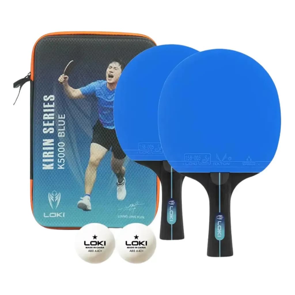 Kit 2 Raquete ping pong tenis de mesa profissional Loki aprovada ITTF capa 2 bolinas cabo estilo classico concavo K5000