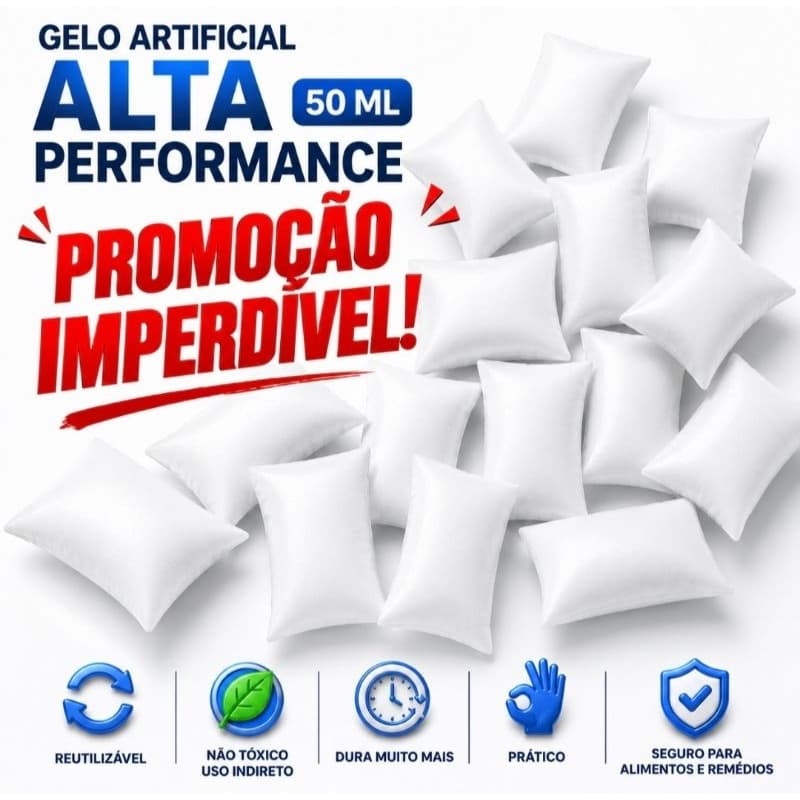 Gelo Reutilizável 50 ml Para Cooler Bolsa Térmica Delivery Transporte Remédio Gelox em Gel