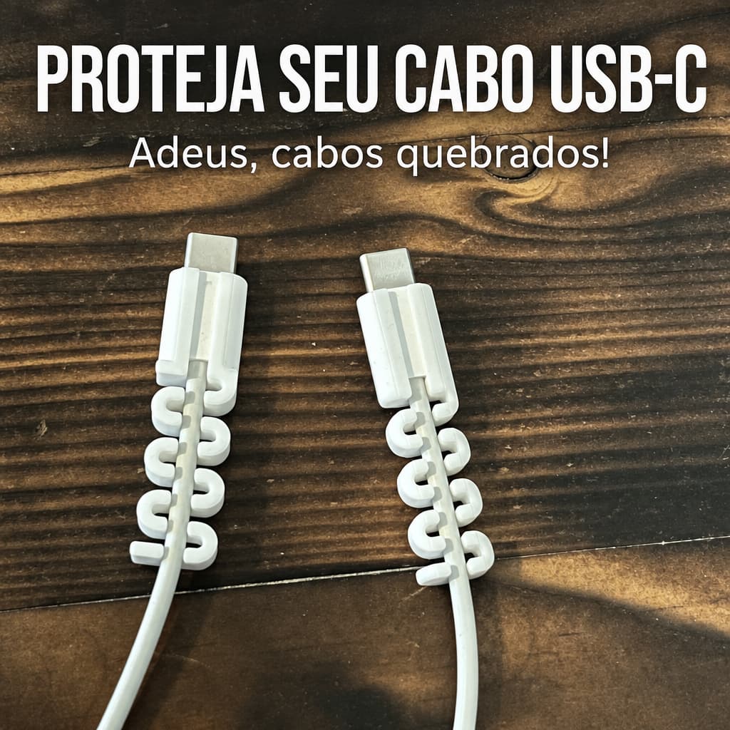 Protetor Cabo USB-C Anti-Quebra Reforço Cabo Carregador iPhone Android - Protetor De Cabo Flexível Evita Romper Conector