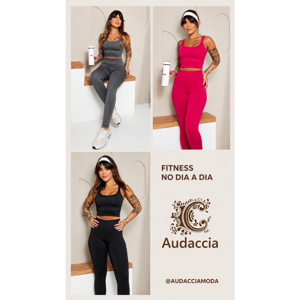 Conjunto Feminino de Academia Calça Legging + Top com Alta Compressão e Zero Transparência