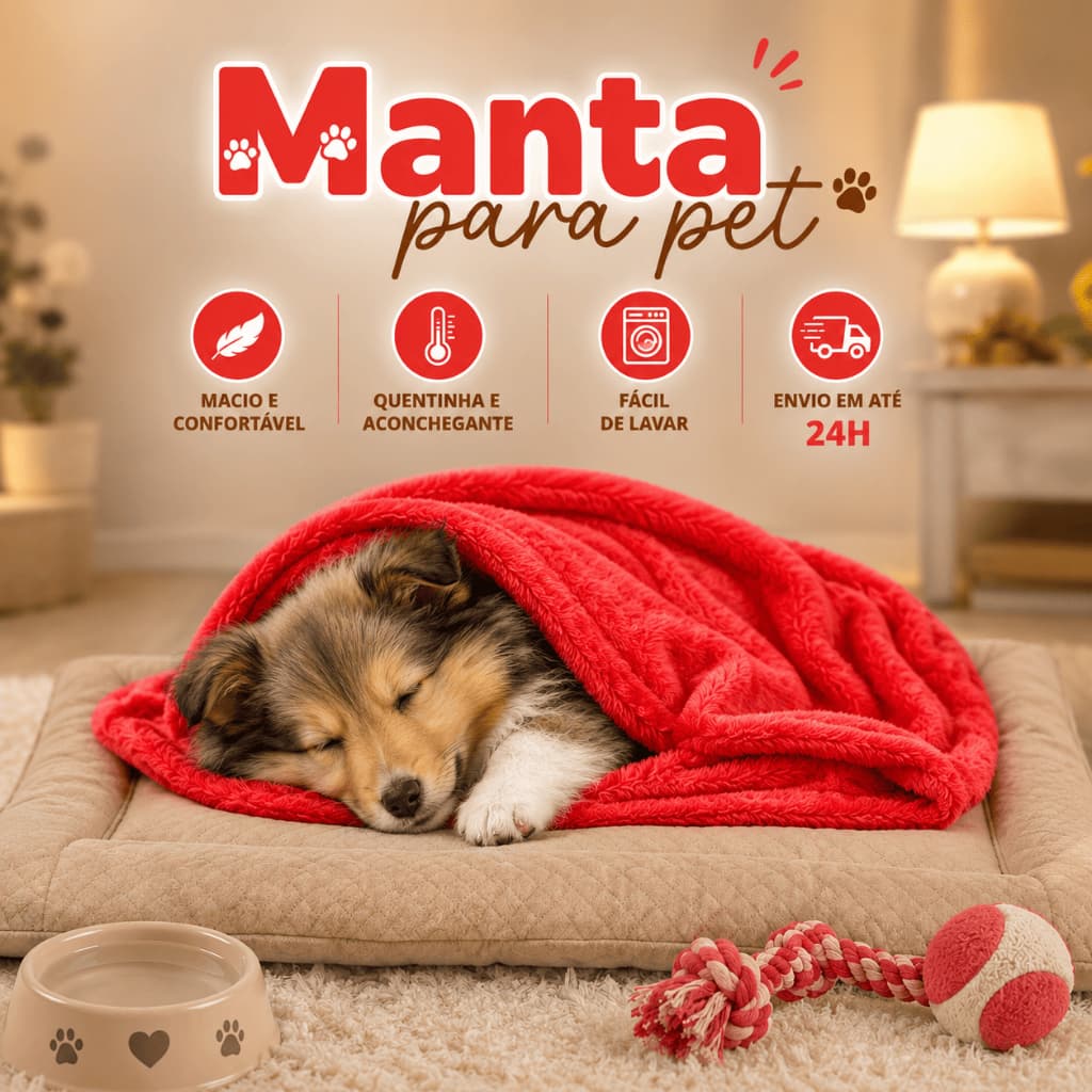 Manta Pet Soft Cachorro e Gato 90x100cm Microfibra Macia Cobertor Quentinho