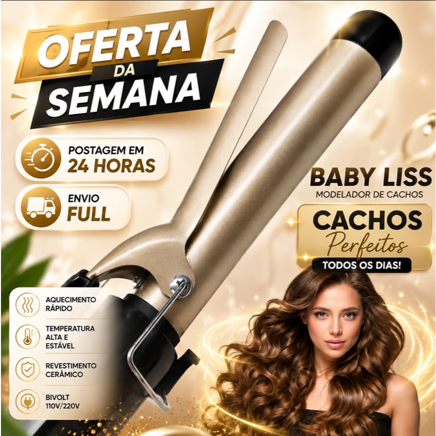 Babyliss Profissional Modelador de Cachos Cerâmica Bivolt 127 220 Cachos Perfeitos Aquecimento Rápido