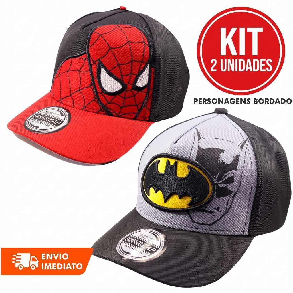 Kit 2 Bonés Infantil Bordado Fã Personagem Criança Presente