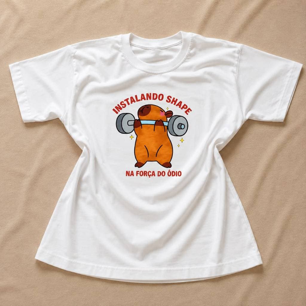 Camiseta T-Shirt Unissex de Algodão Capivara Estampada Fofa Divertida Moda Casual Feminina Masculina