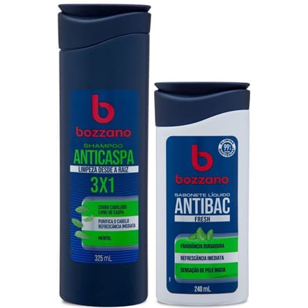 Kit Bozzano- Shampoo Anticaspa 3x1 325ml + Sabonete Liquido Antibac(Fresh) 240ml