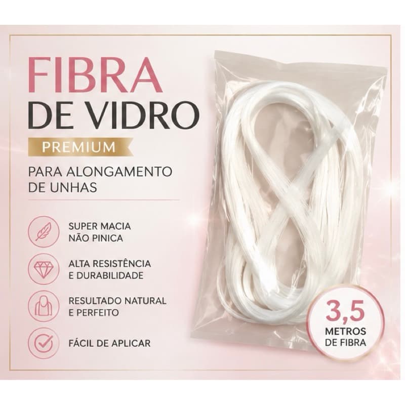 Fibra de Vidro Premium 3,5m para Alongamento de Unhas Nail Designer Extensionista