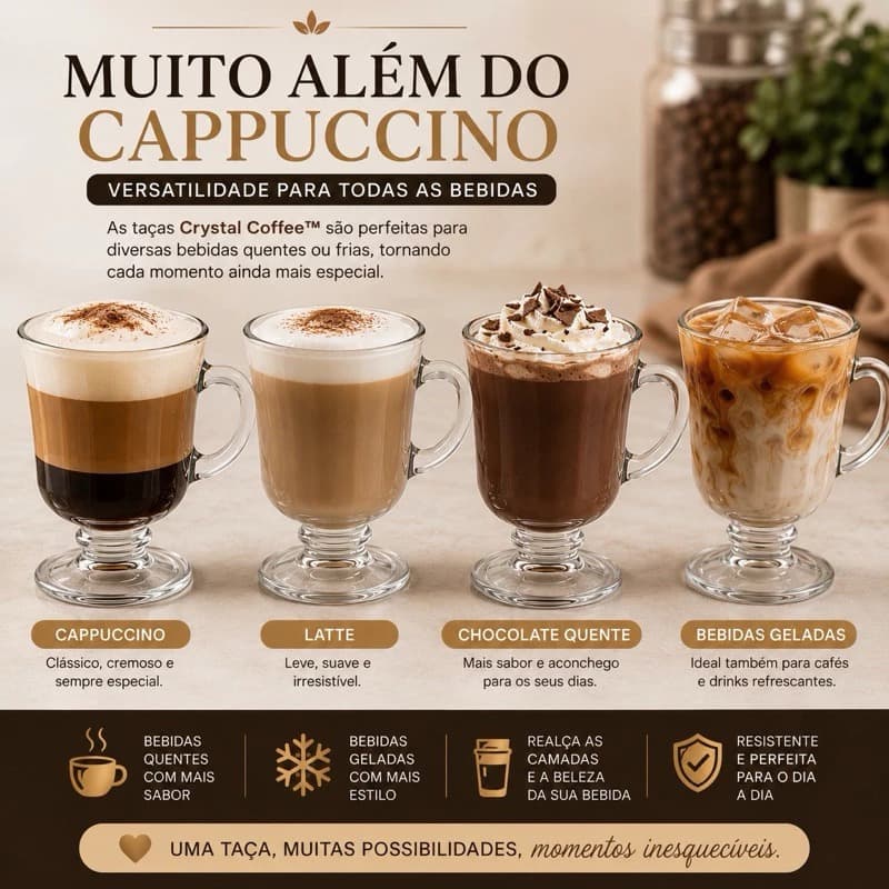 Conjunto 4 Canecas Xícaras De Vidro 120ml Para Café Expresso Capuccino  Chá