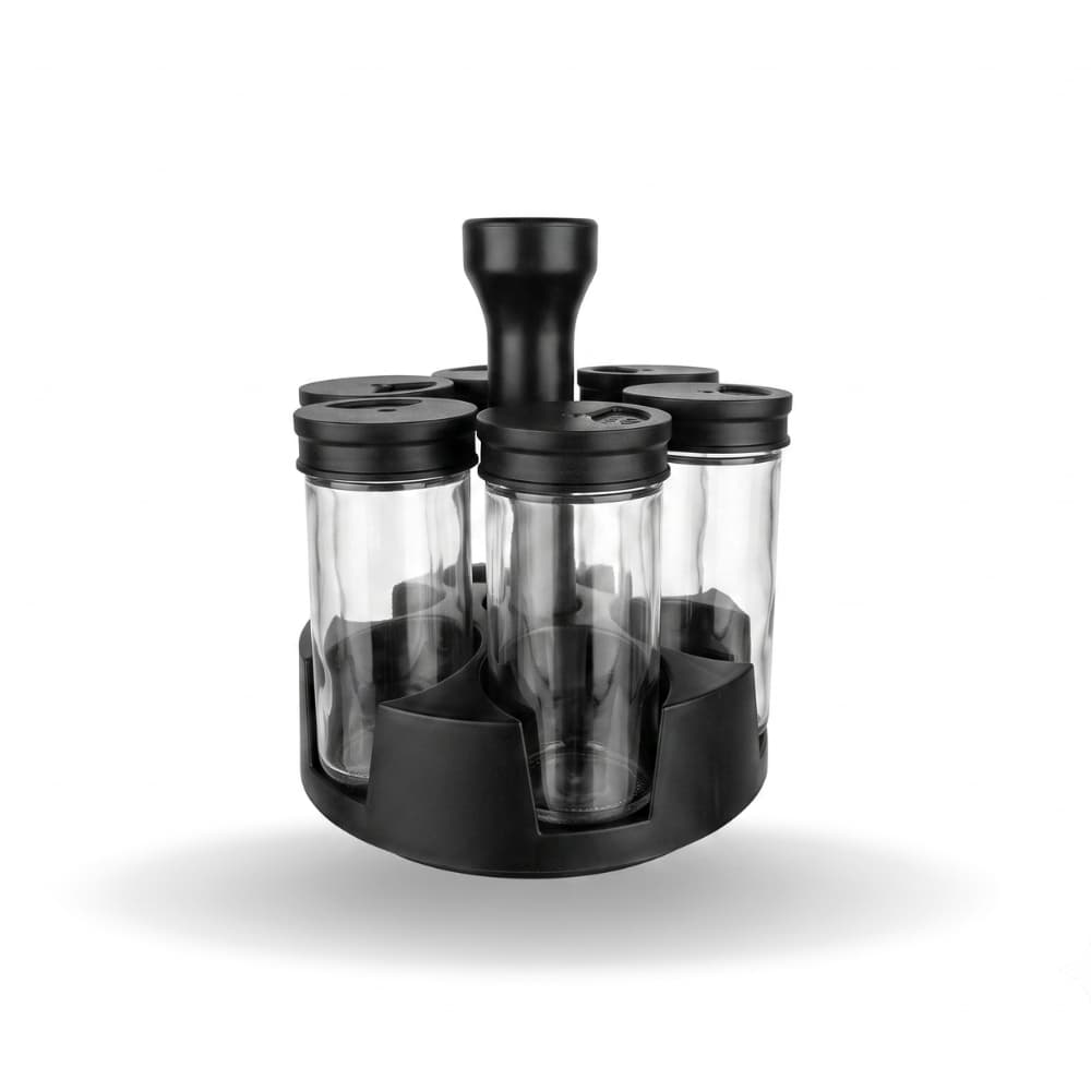 Porta Temperos/Condimento com 6 Potes de Vidro/Base Giratória