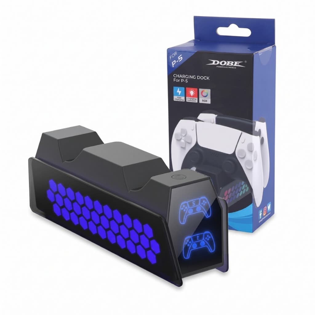 Dock de Carregamento Duplo Carregador para Controle Ps5 Led RGB