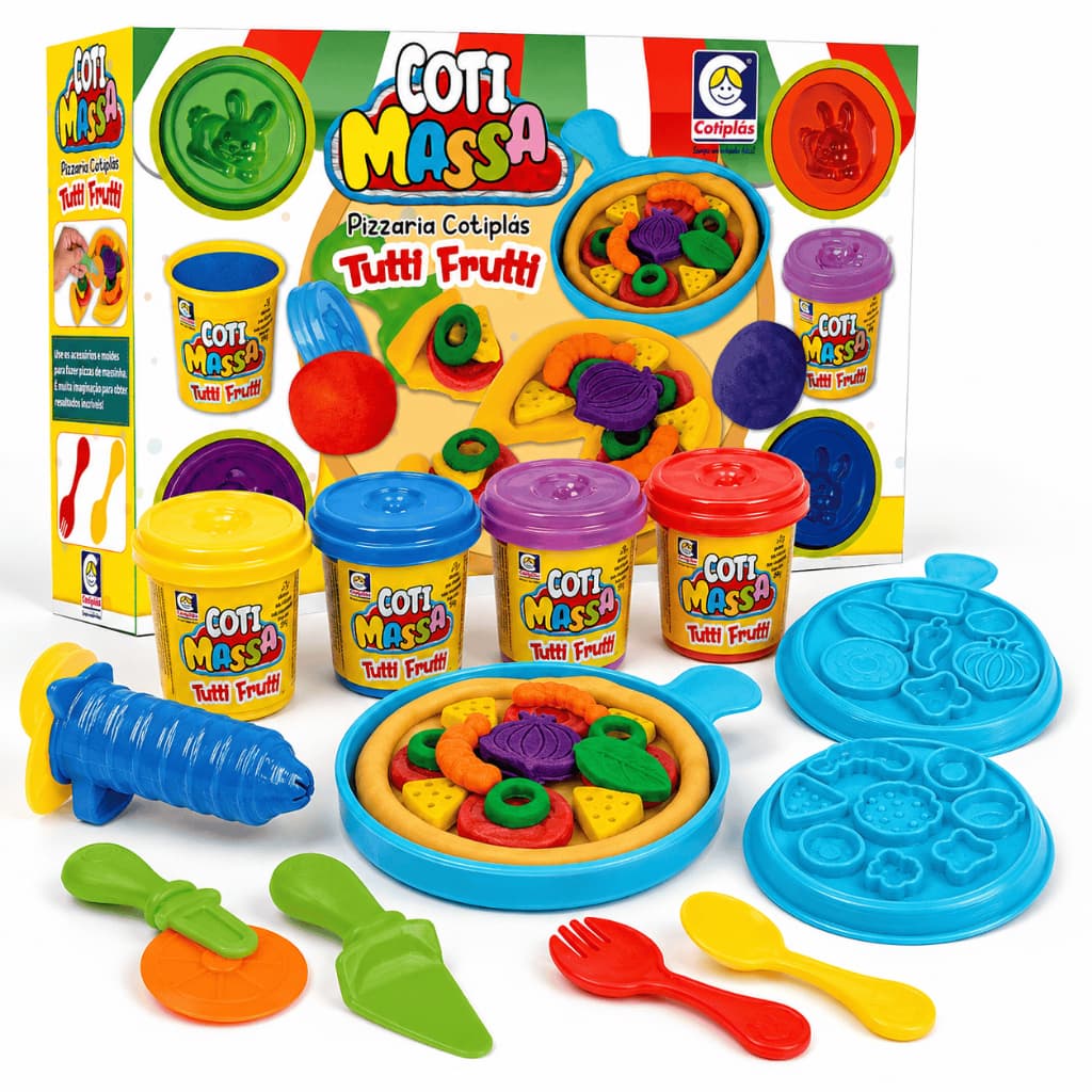 Kit Massinha de Modelar Pizzaria Infantil Com Acessórios Moldes Potes Com Cores Forminha de Pizza Massa de Brinquedo