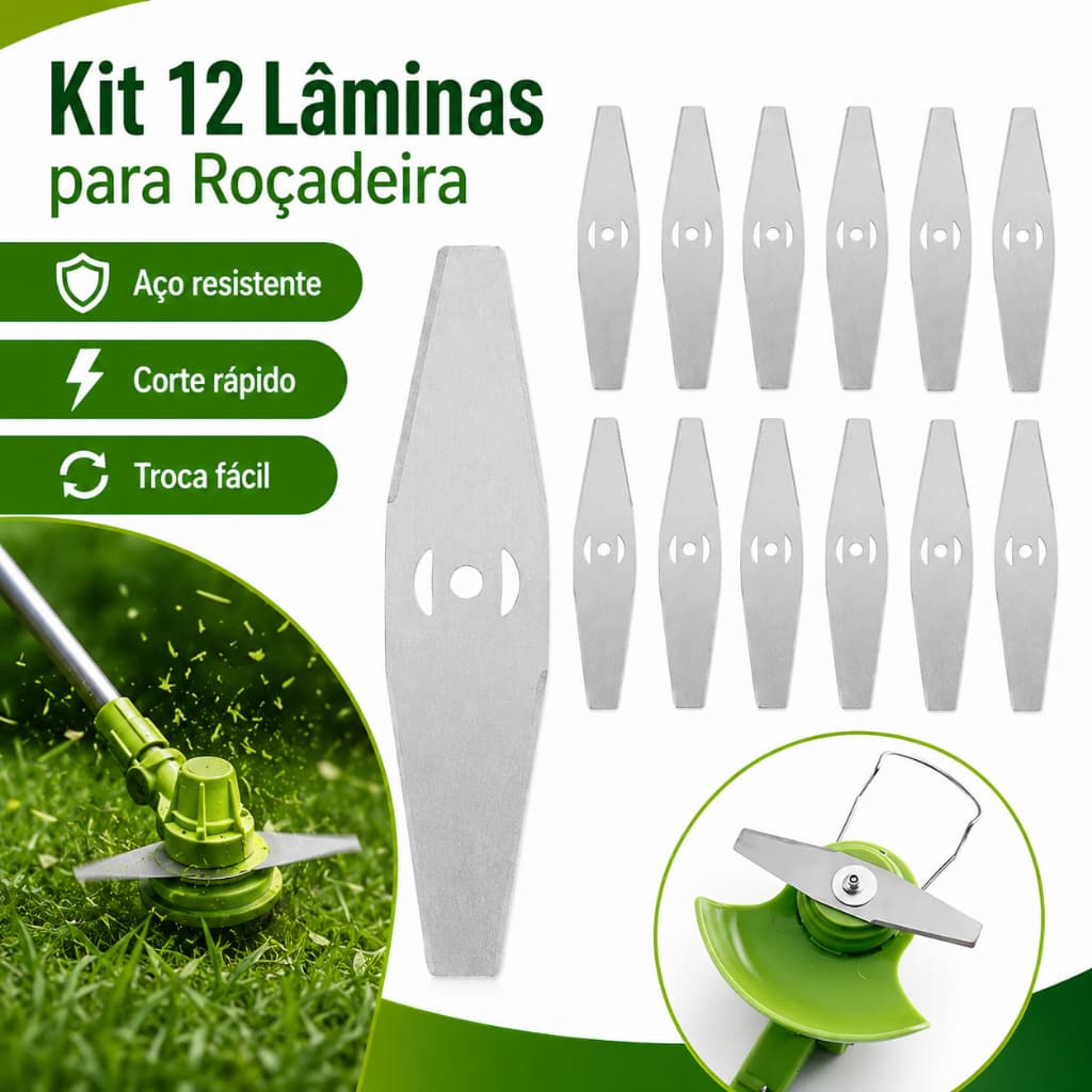 Kit 12 Peças De Lâminas Para Cortador De Grama Lâminas Para Aparador De Grama Acessórios Para Capinador