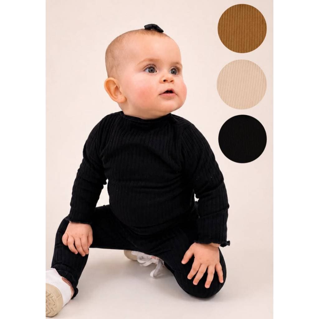 Blusa Infantil Menina Canelada Premium Gola Alta Manga Longa
