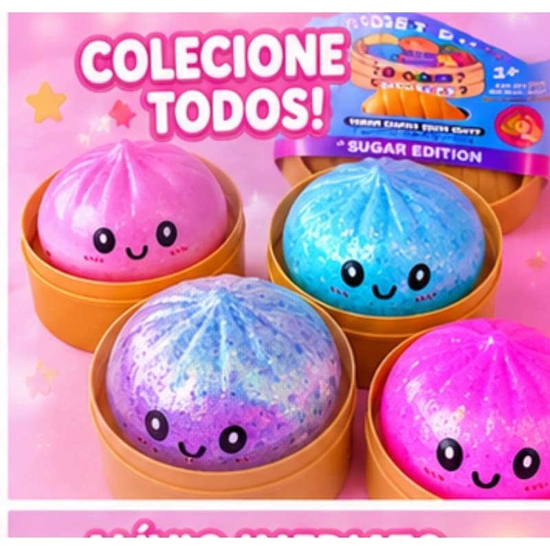 Squishy Glitter Dumpling Surpresa Super Macio Antiestresse Colecionável