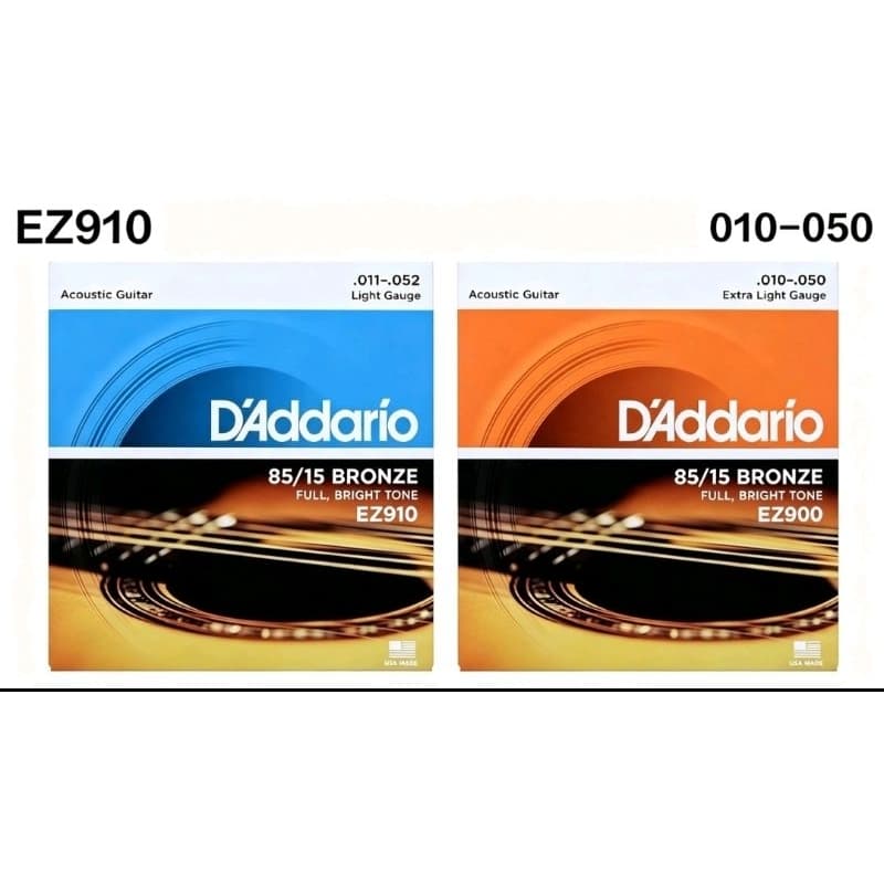 Encordoamento D'Addario Violão Aço 85/15 Bronze EZ900 .010 e EZ910 .011