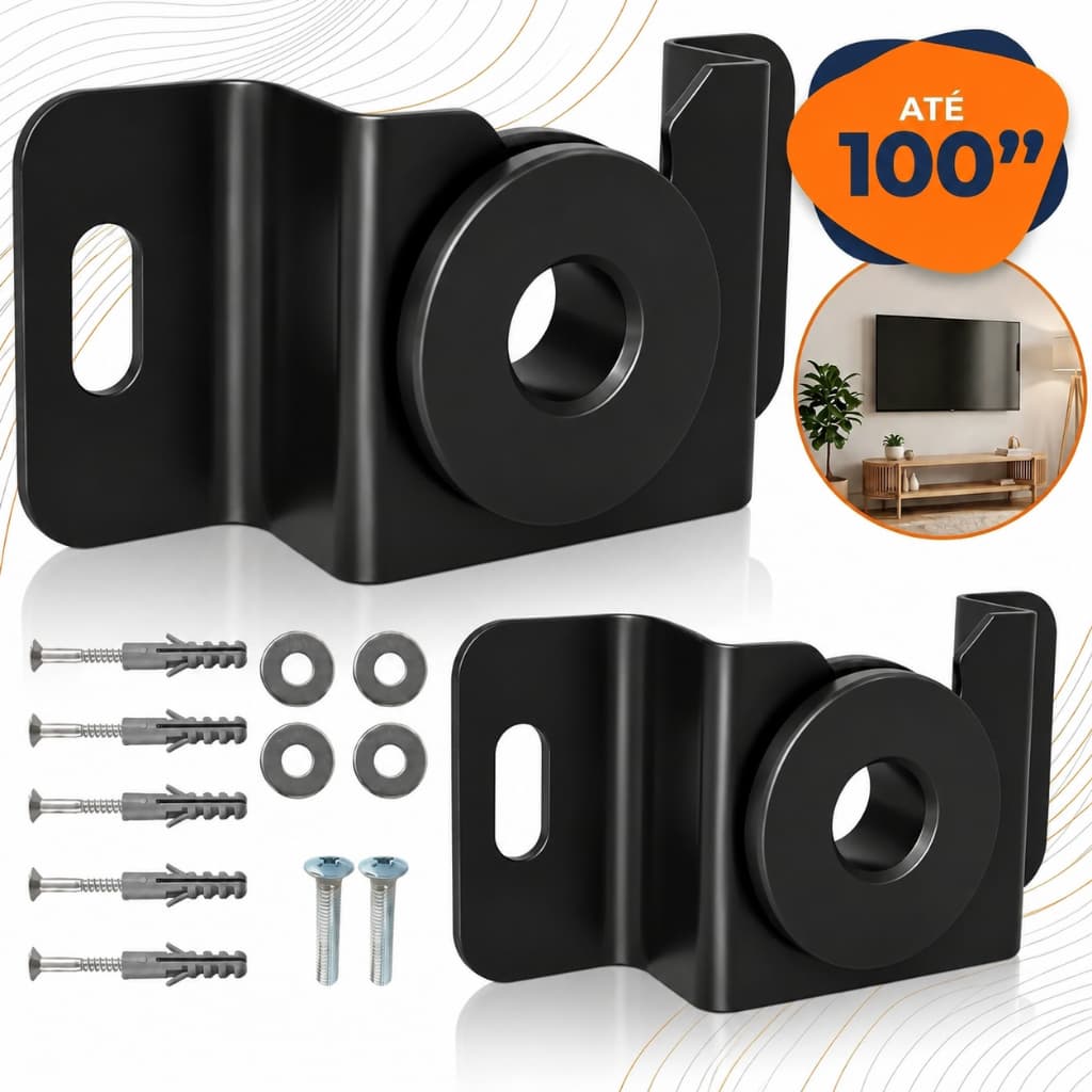 Suporte Para Tv de Painel Universal Fixo Para Tv de 10" A 100" Polegadas Preto Com Parafusos + Kit de instalação