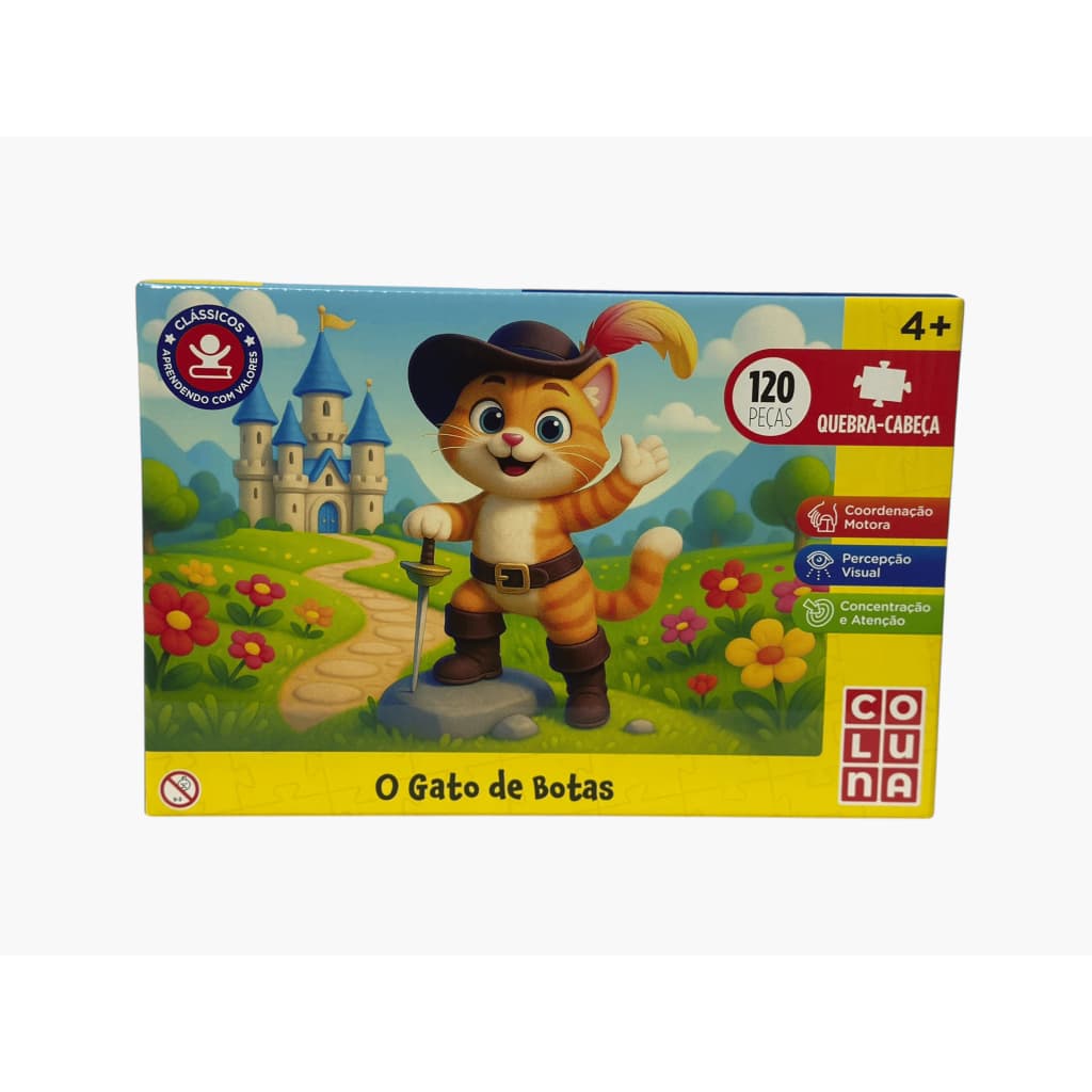 Quebra-Cabeça O Gato de Botas Coluna – 120 Peças Infantil 4+ Anos