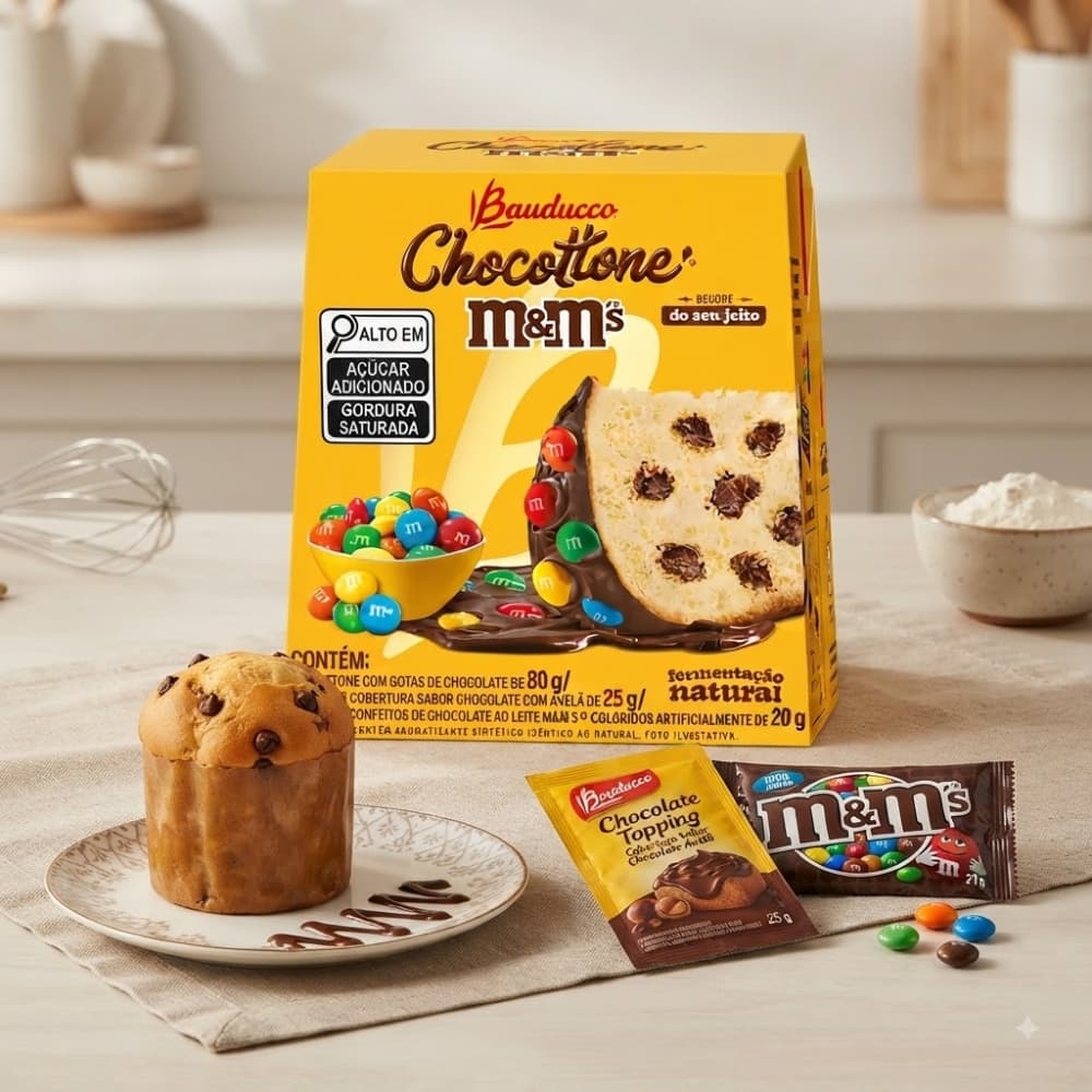Chocotone Bauducco M&M's 125g – Decore do Seu Jeito | Cobertura e Confeitos, Natal, natalino