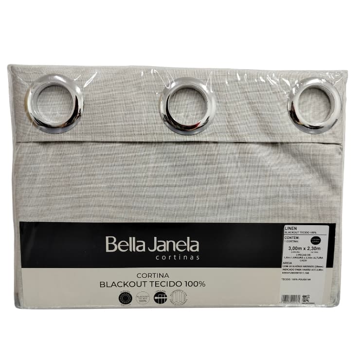 Cortina Blackout Tecido Bloqueia 100% 3,00mx2,30m Linen Bella Janela