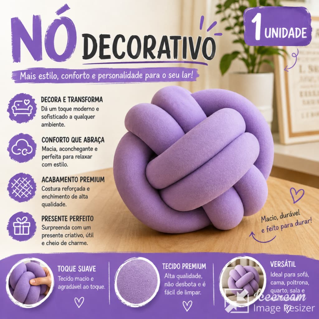 Almofada Nó Grande Macia Decorativa Para Sofá Quarto Varias Cores