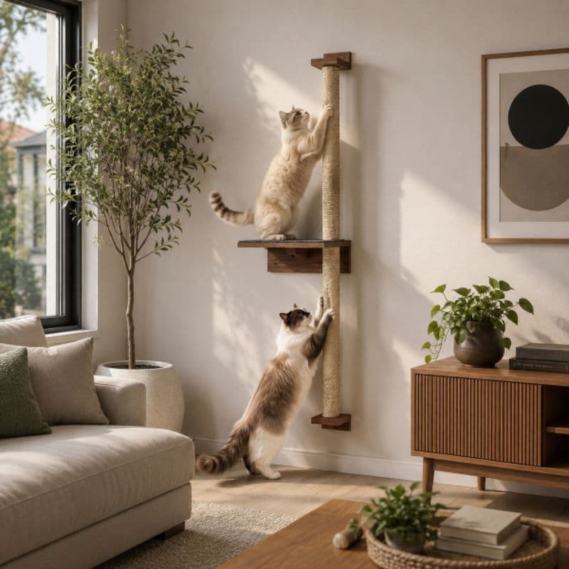 Arranhador 90cm para gatos com prateleira 30x20 MDF de 15mm com carpete