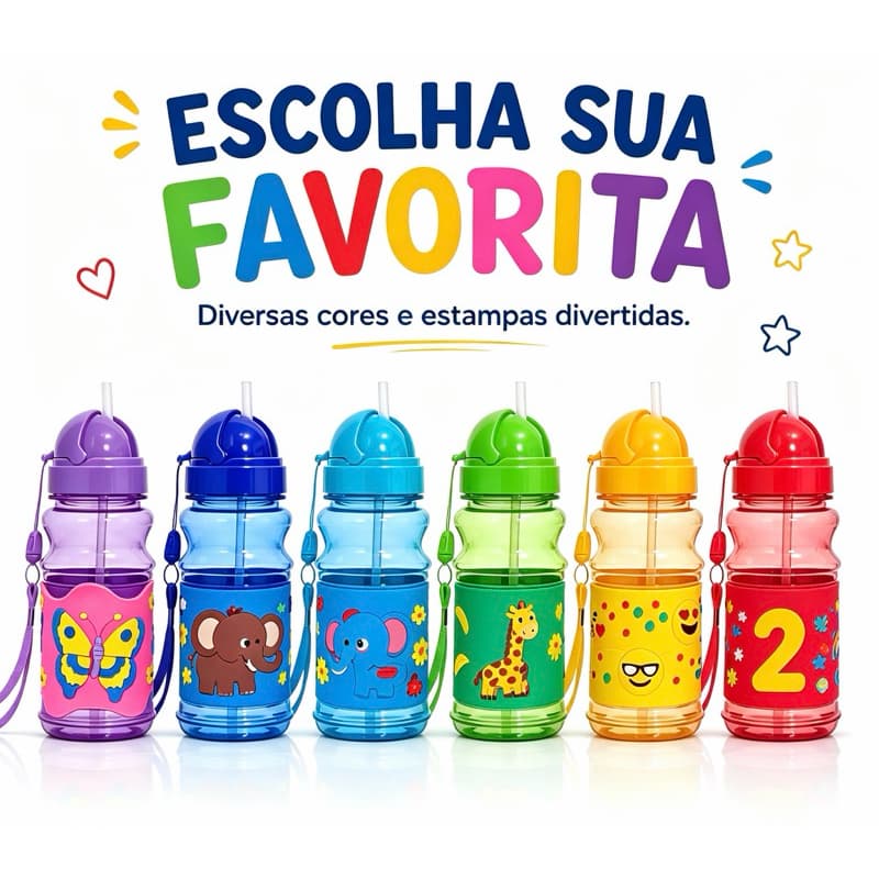 Garrafa infantil colorida 400ml Garrafa de animais garrafa de bichinhos 3M-1040