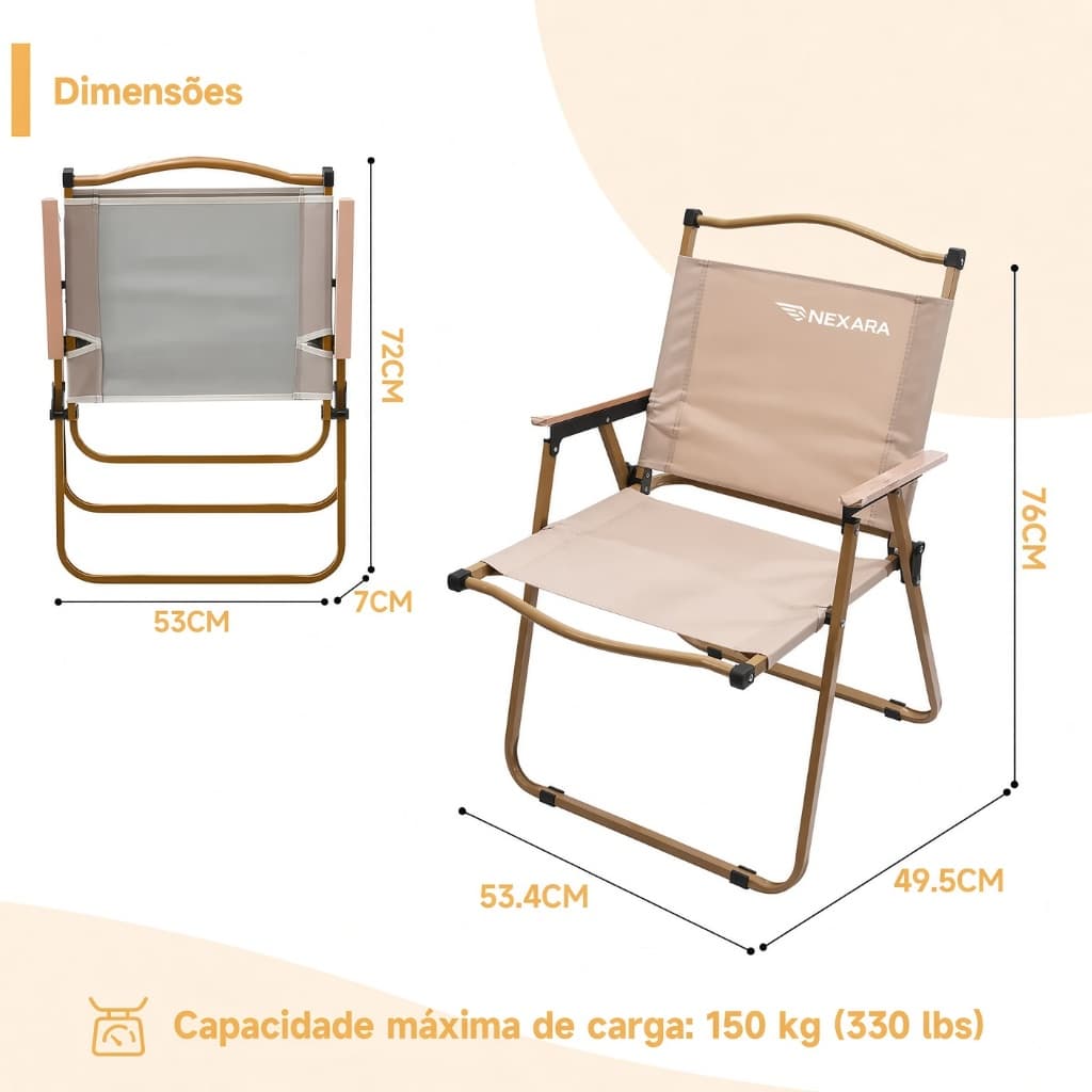 Cadeira de praia dobrável portátil Nexara EB-YZ001-BK