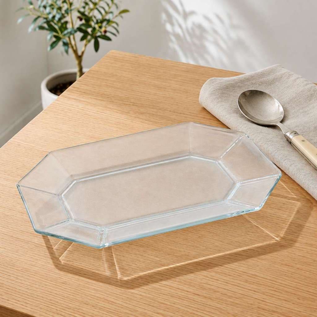 Saladeira Fruteira de Vidro Incolor Transparente 28x17cm Oitavada Mesa Posta Cozinha Decorada