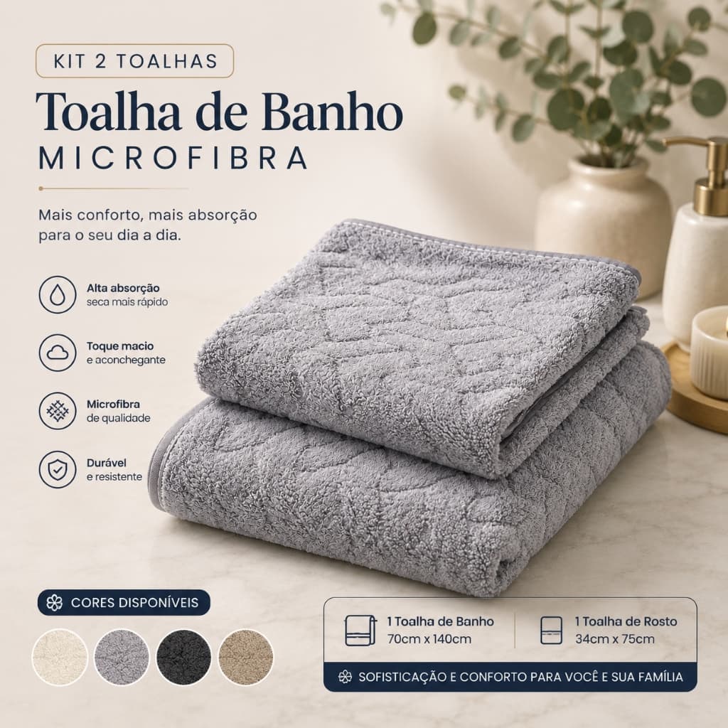 Kit 2 toalhas (1 de banho e 1 de rosto) Jogo 2 Toalhas