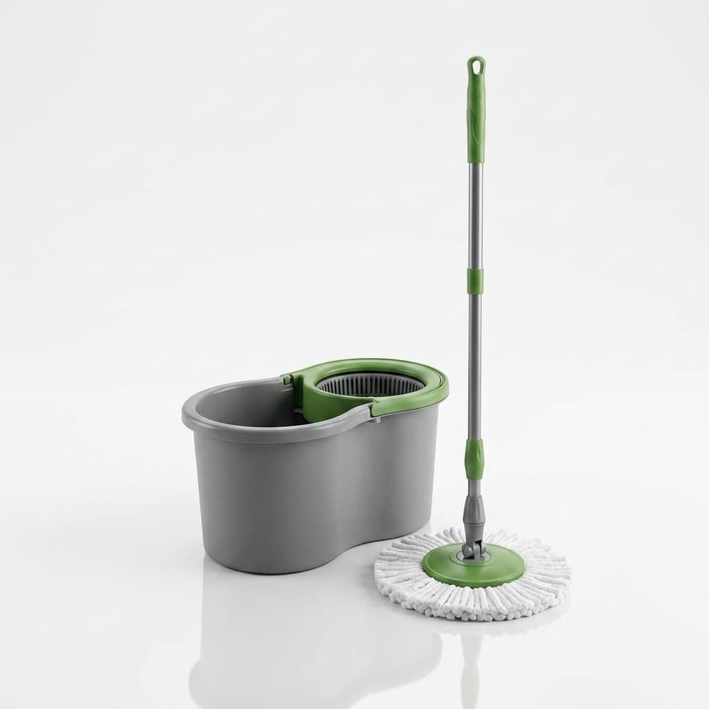 Mop Giratório Alklin com Balde e Refil de Microfibra 12L Cabo Telescópico Inox 180º