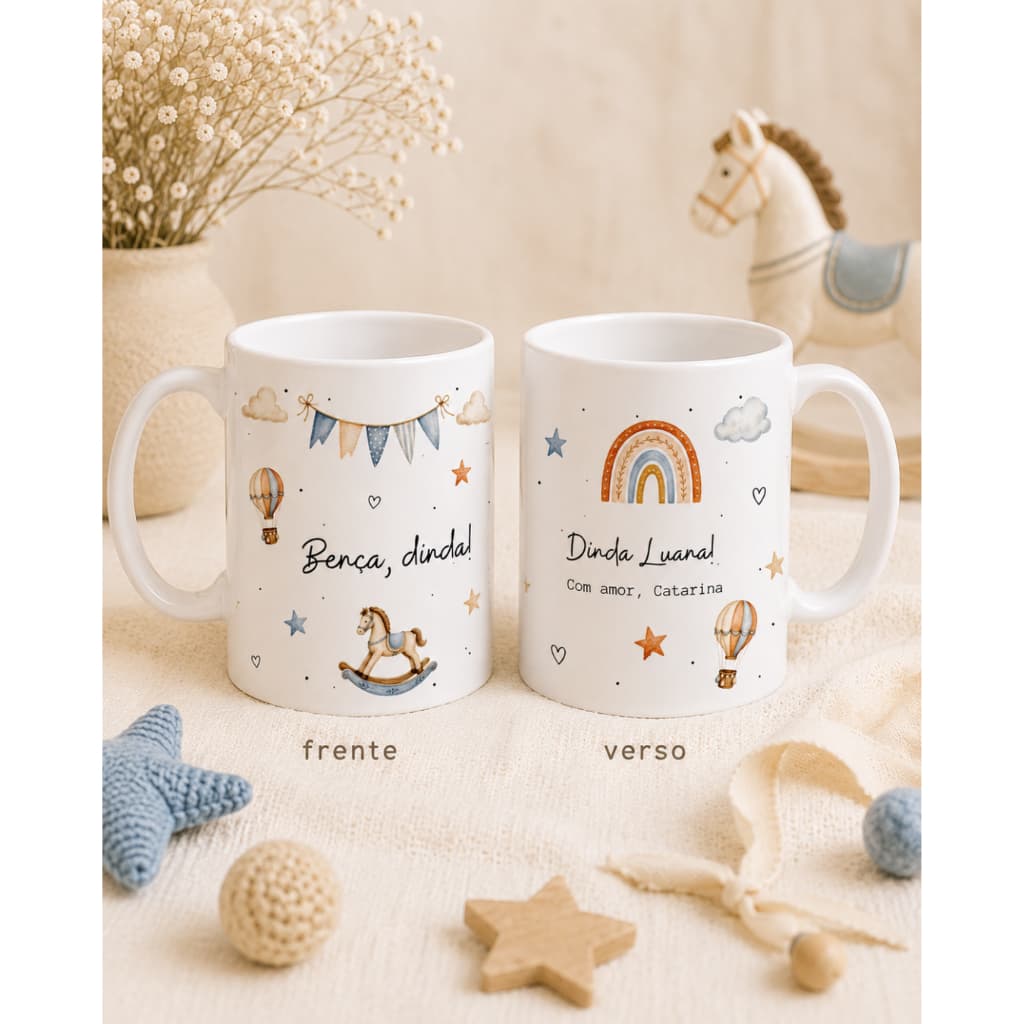 Caneca Personalizada Convite Padrinhos de Batizado Dindo Dinda Batismo Presente