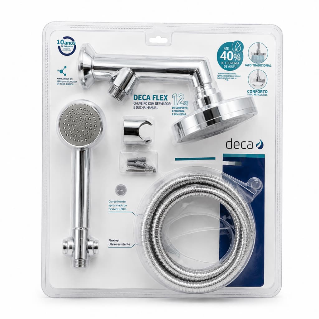 Chuveiro Deca Flex Cromado Com Ducha Manual e Desviador 1955.C Conforto decoração casa chuveiro