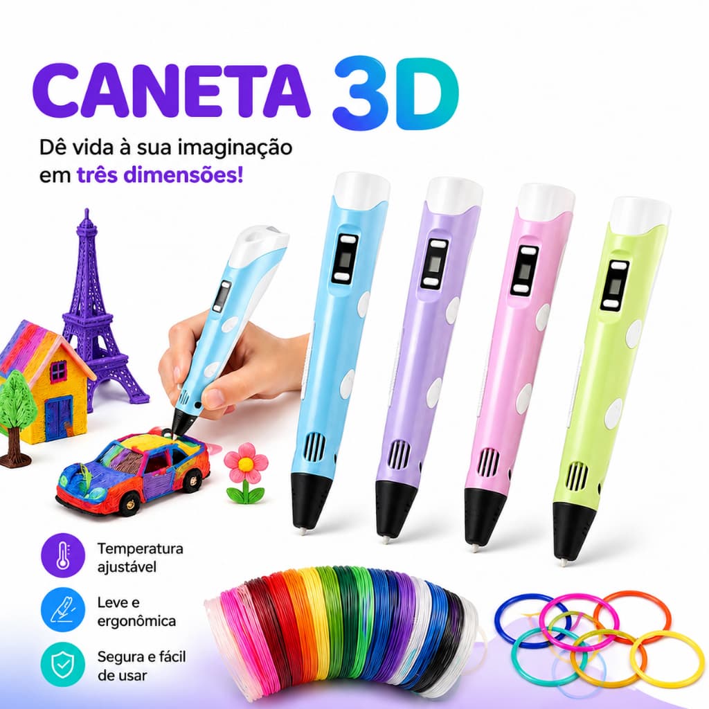 Caneta 3D Grátis DIY 10M Filamento PLA Desenho Magico ABS Presente Educativo Aniversario Criança Brinquedo Criativo