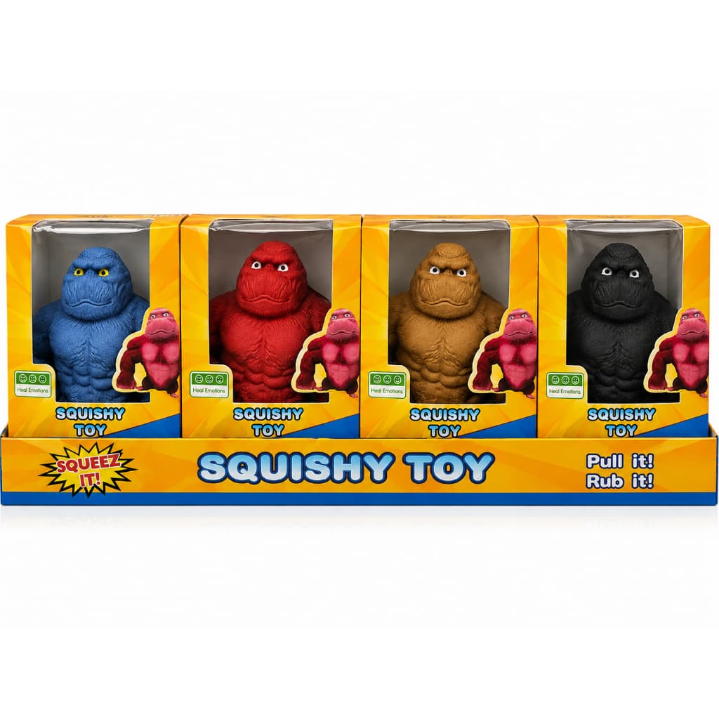 Kit 2 Gorilas Indestrutíveis de Esticar Colecionaveis Squishy Anti Stress
