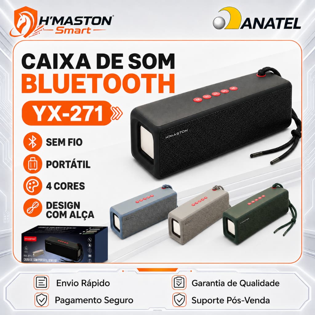 H'MASTON YX-271 Caixa De Som Bluetooth Portátil Caixinha De Som Bluetooth Som Caixa Bluetooth Caixa De Som Bluetooth