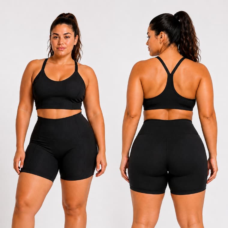 Conjunto Fitness Feminino Plus Size Top e Short Cós Alto Sem Transparência Corrida Musculação Forma Grande