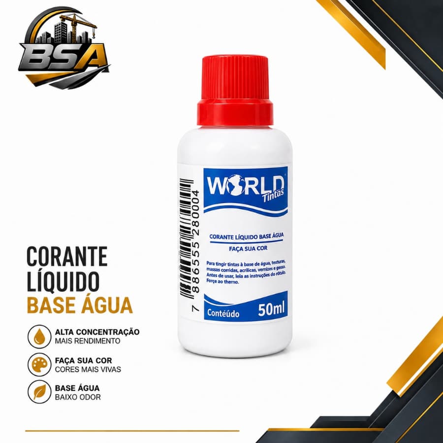 Corante Líquido Base Água 50ml Baixo Odor Alta Concentração Mais Rendimento Word Tintas