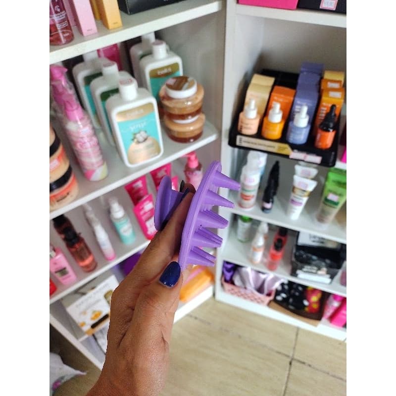 Massageador Capilar de Silicone Beauty Flash Escova Massageadora Couro Cabeludo Banho Cabelo Shampoo