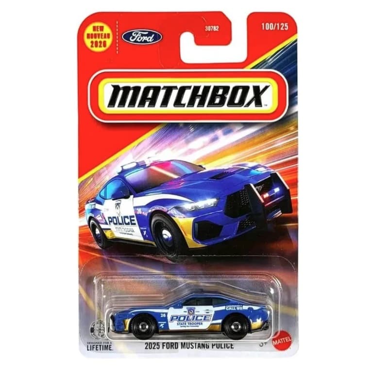 Matchbox Miniaturas Colecionáveis 100/125 Ford Mustang Police Azul REF30782