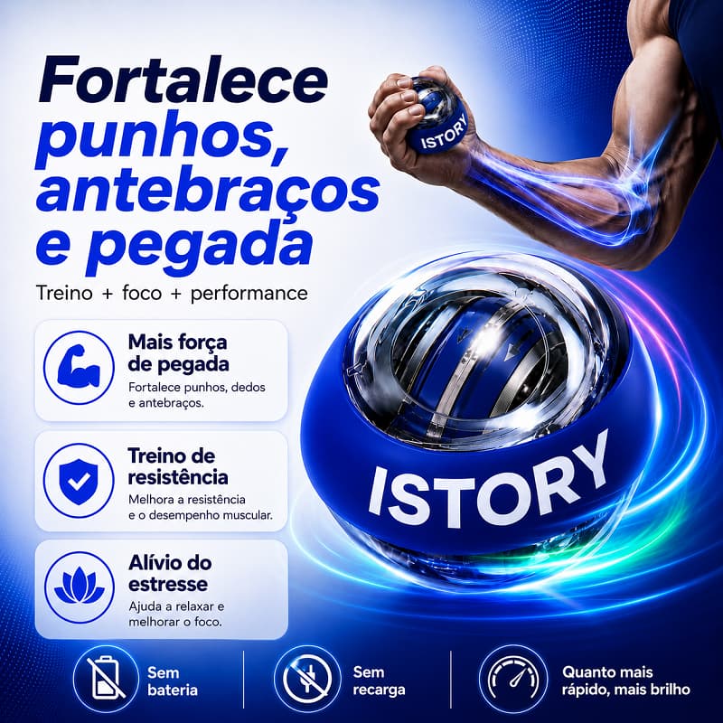 Power Ball Bola Giroscópica Gyro Ball Exercitador de Punho e Antebraço Fitness Fortalecedor