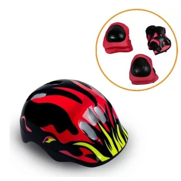 Kit Proteção Infantil 7 Peças Capacete Joelheira Bike Patins Skate Esportivo
