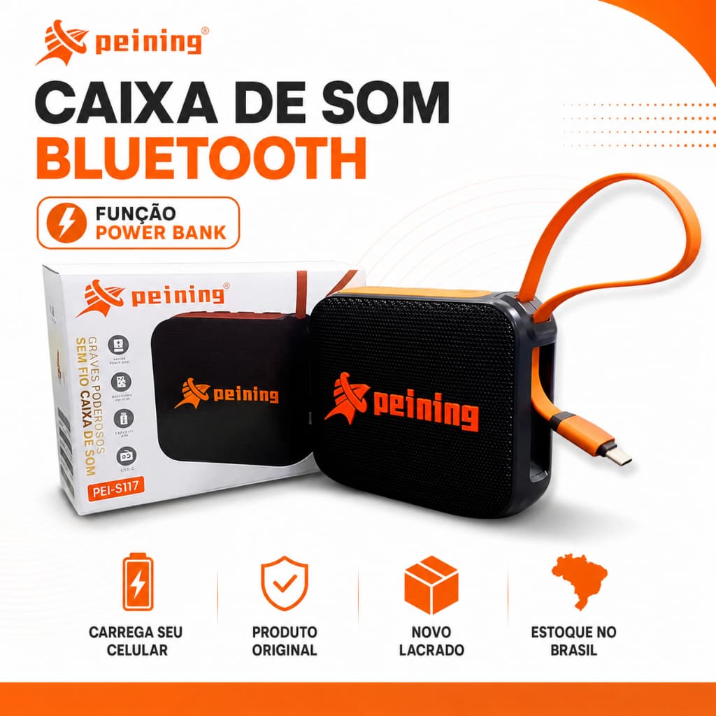 Caixa de Som 3 EM 1 Bluetooth 5W Som bluetooth, Rádio e Power Bank Original