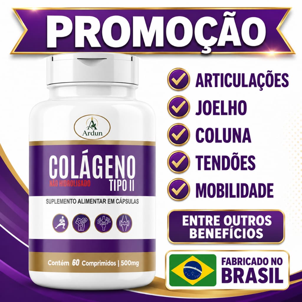 Colágeno Tipo 2 Puro Original Não Desnaturado Joelho Articulação Cartilagem 60 Comp. ENVIO IMEDIATO