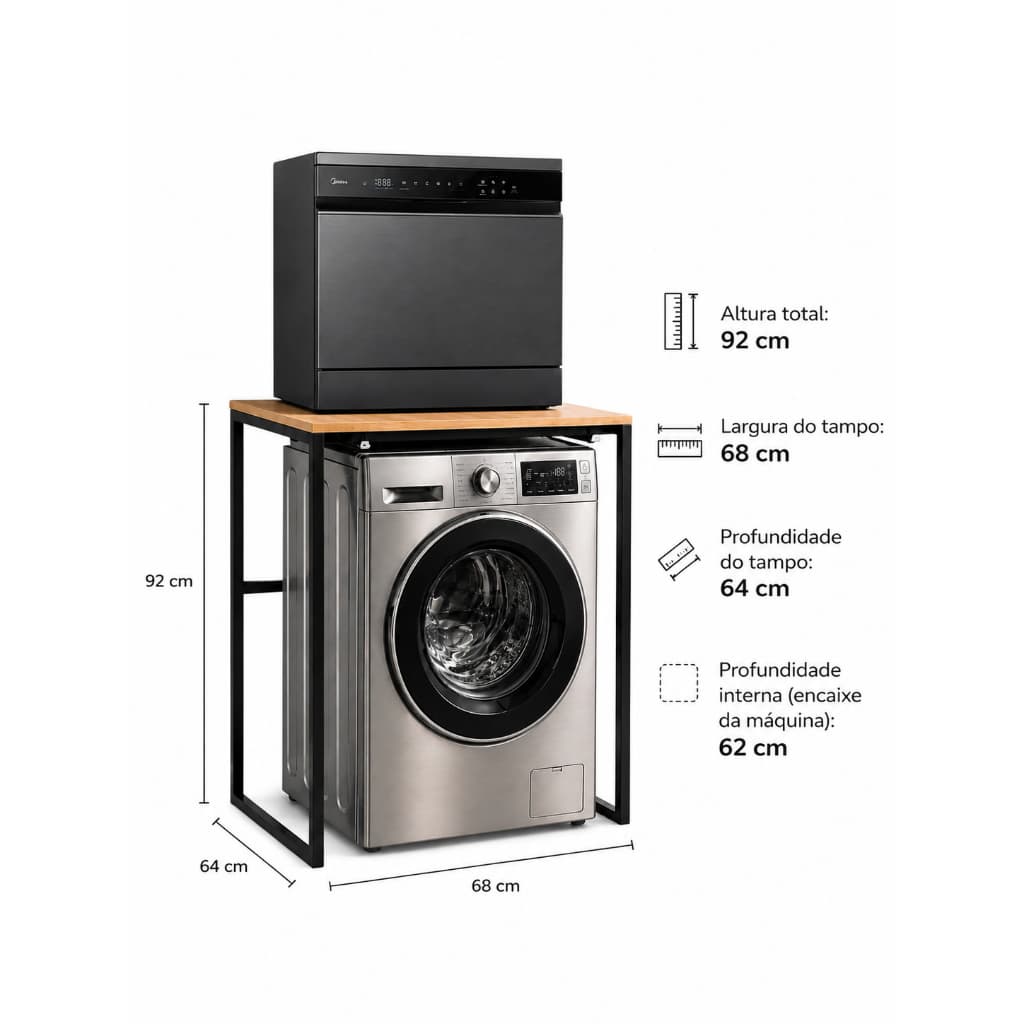 Armário Organizador para Máquina de Lavar e Lava-Louças com Prateleira – Otimize seu Espaço