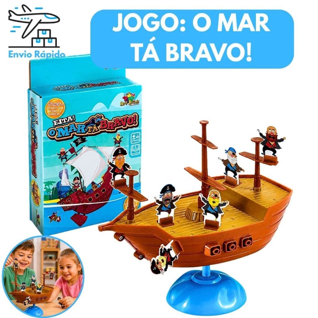 Jogo O Mar Tá Bravo! Brinquedo Educativo Infantil Equilíbrio, Estratégia e Diversão para Toda a Família Criança