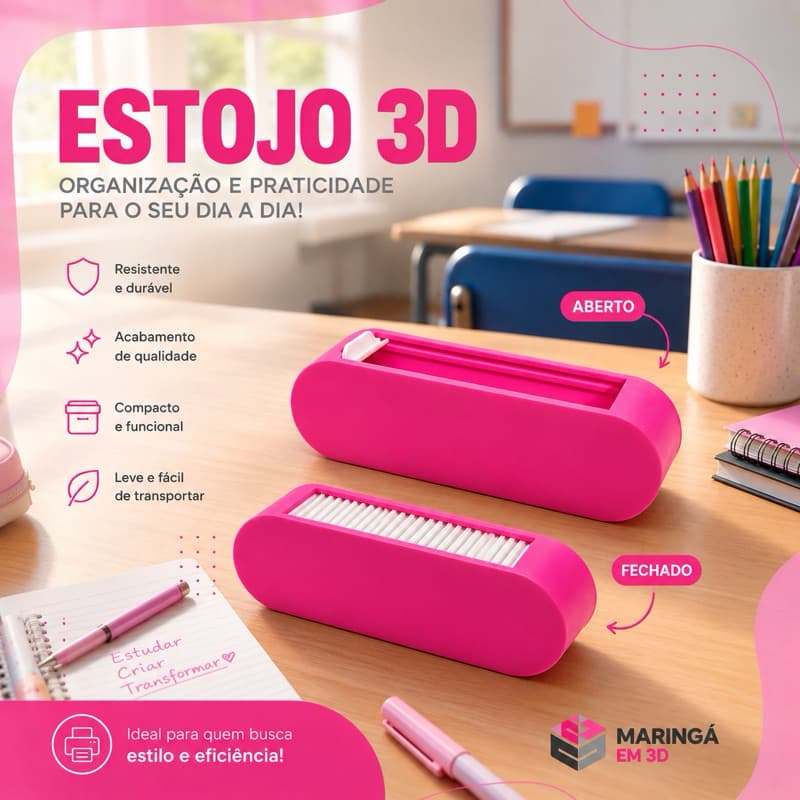 Estojo Escolar 3D Infantil – Estojo para Lápis e Canetas Organizador Escolar Criativo e Resistent