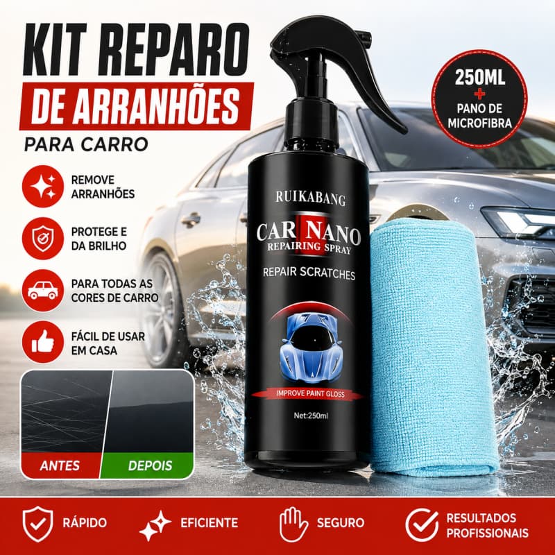 Removedor de Arranhões Automotivo Car Nano 250ml Polidor de Carro Tira Riscos com Pano de Microfibra