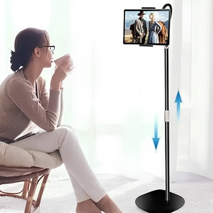 Suporte Pedestal de Chão Ajustável para Celular e Tablet 4 a 13 Pol Rotação 360°